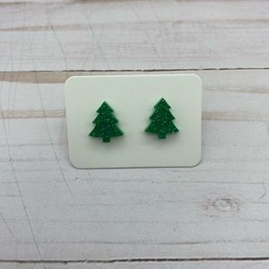 Sparkly Green Christmas Tree Earrings